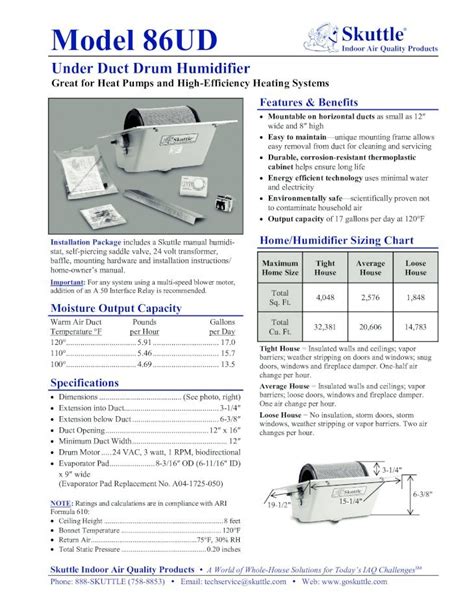 PDF HOJA TECNICA DE LA PARTE INFERIOR DEL DUCTO MARCA SKUTTLE MODELO