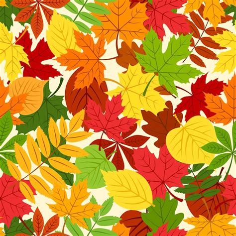 Premium Vector Seamless Pattern With Autumn Leaves Of Various Colors