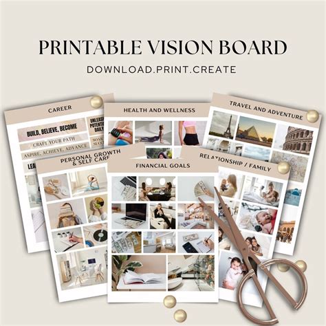 Printable Vision Board Kit Positive Affirmations Laws Of Attraction