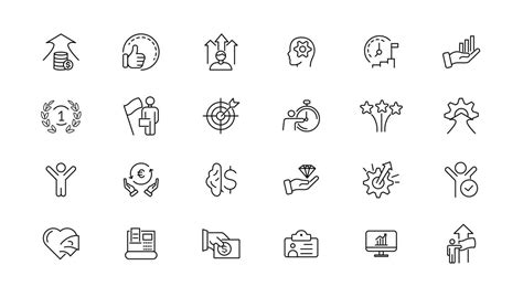 Growth And Success Line Icons Collection Big Ui Icon Set In A Flat Design Thin Outline Icons