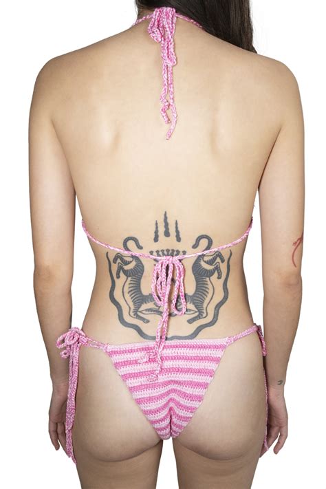 Pink Stripe Bikini Bottom Crochet Hats Bikinis And Ready To Wear