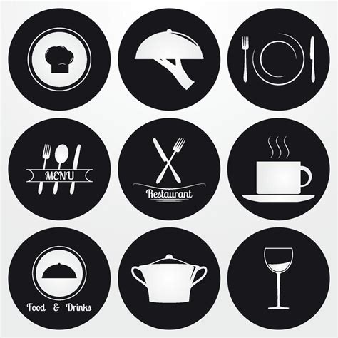 Restaurant Icons Set White On A Black Background 18767949 Vector Art At Vecteezy