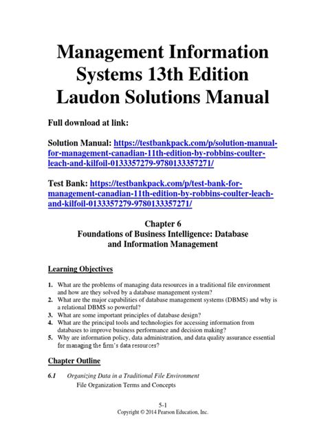 Management Information Systems 13th Edition Laudon Solutions Manual ...