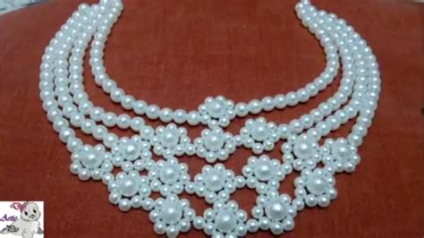 6 How To Make Pearl Beaded Necklace Diy Jewellery Making Youtube