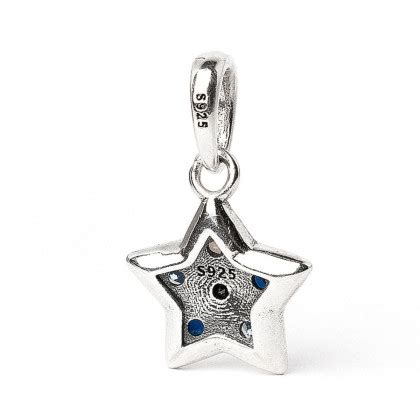 Berloque Charm Estrela Azul Prata Mundo Briller