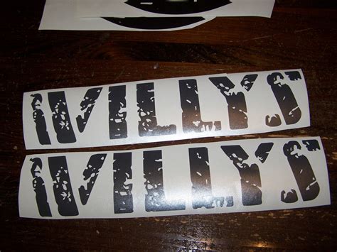 Jeep Wrangler Willys Hood Decal Set Vellosvinyl