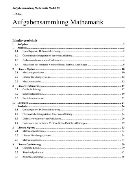 Mathe Aufgabensammlung mit Lösungen Aufgabensammlung Mathematik