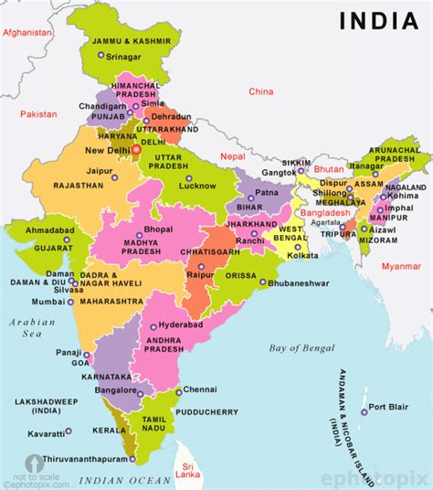 Capitals Of Indian States Map - Printable Map