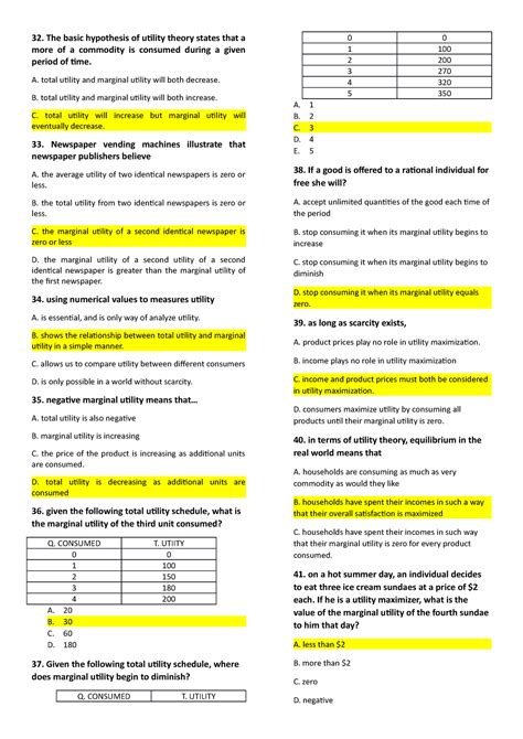 Basic Microeconomics The Basic Hypothesis Of Utility Theory