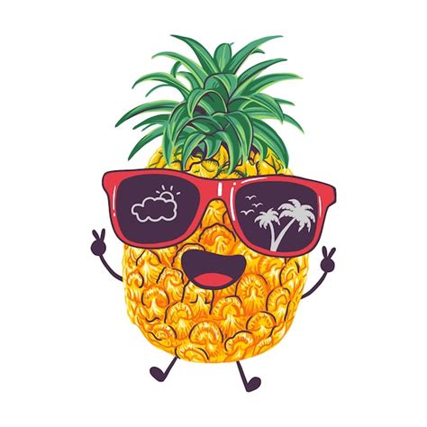 Ananas Mignon Portant Des Lunettes De Soleil Illustration Vectorielle