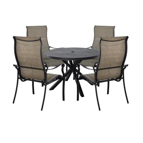 Casainc Cast Aluminum 5 Piece Outdoor Patio Dining Set With Wood