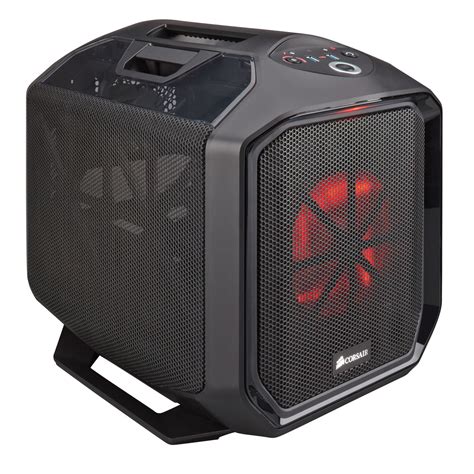 Corsair 380t Graphite Series Windowed Mini Itx Portable Gaming Case With Led Fans Black Red