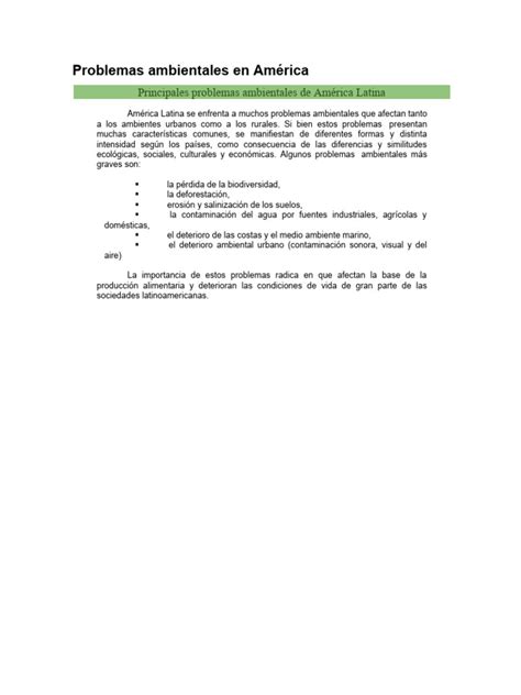 Problemas Ambientales En América Pdf Riesgo Residuos