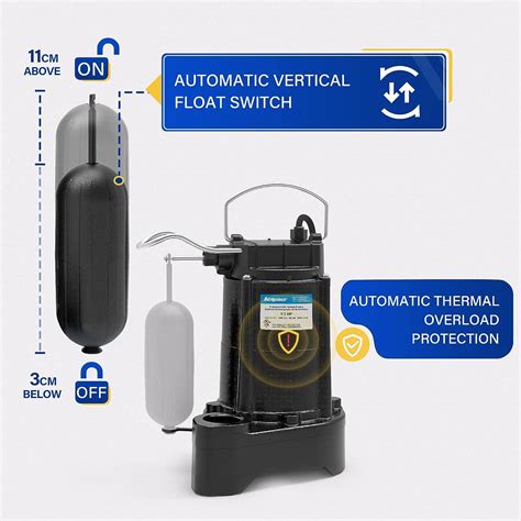 Buy Acquaer 1 3 HP Submersible Sewage Effluent Pump 3680 GPH Cast Iron