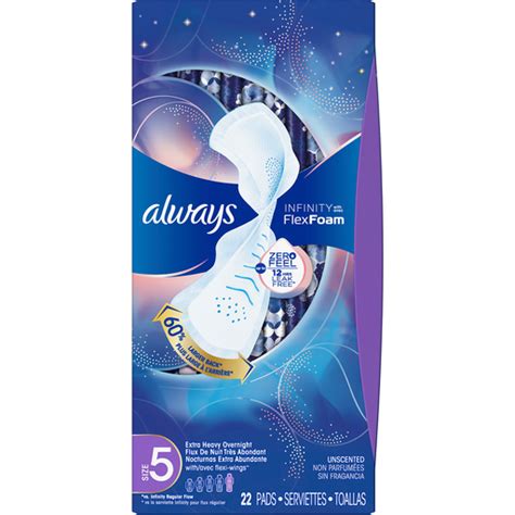 Always Pads Infinity Flex Foam Extra Heavy Overnight Unscented Size 5 Shop Wright S Market