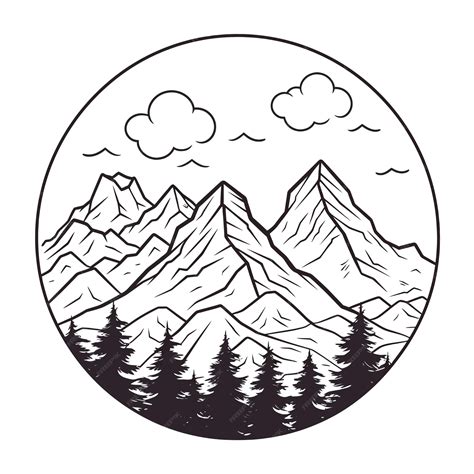 Premium Vector Minimal Vector Outline Mountains View
