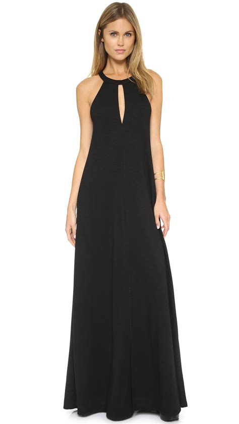 Lanston Slit Halter Neck Maxi Dress Black In Black Lyst