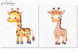 Watercolor Cute Giraffe Clipart Graphic By FonShopDesign Creative Fabrica