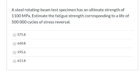 Solved A Steel Rotating Beam Test Specimen Has An Ultimate Chegg