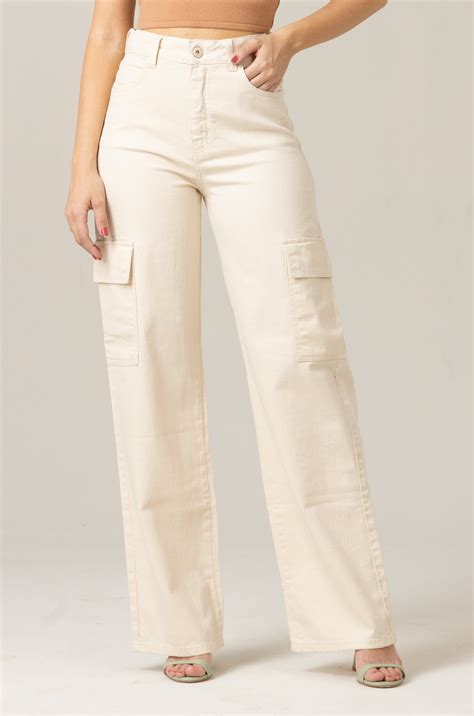 Cal A Wide Leg Cargo Off White Na Oxiblue Jeans