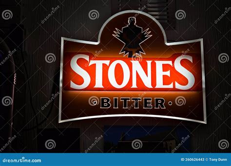 Illuminated Stones Bitter Brand Sign In The Pub Editorial Stock Photo