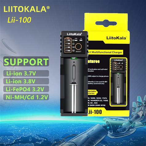 Liitokala Lii-100 เครื่องชาร์จแบตเตอรี่ลิเธียม 18650 เครื่องชาร์จพร้อม ...