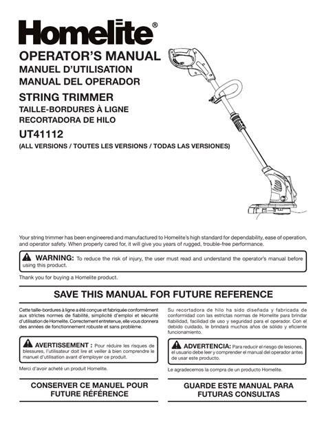 Homelite UT41112 User Manual 38 Pages Original Mode