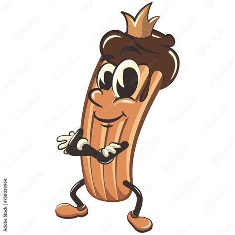 Churro Cartoon Vector Isolated Clip Art Illustration Mascot With A King