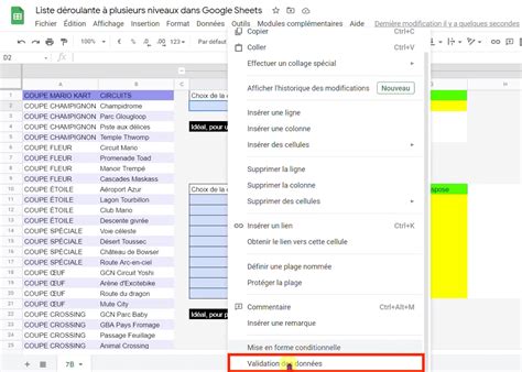 Comment créer une liste déroulante sur Google Sheets