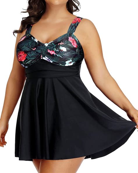 Aqua Eve Plus Size Two Piece Swimsuits For Women Tankini Bathing Suits Flowy Swim Dress With