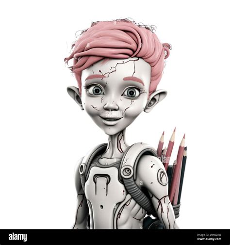 A female humanoid figure with pink hair is seen guiding a selection of ...