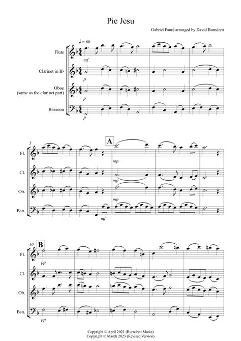 Pie Jesu From Requiem For Wind Trio Arr David Burndrett Sheet