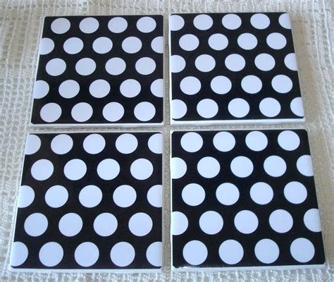 Reserved Black And White Polka Dot Ceramic Tile By Makingtimetc