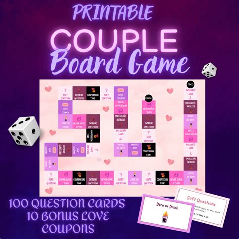 Couple Board Game Printable Board Game Couple Drink Game Date Night Game Adult Game For Couples