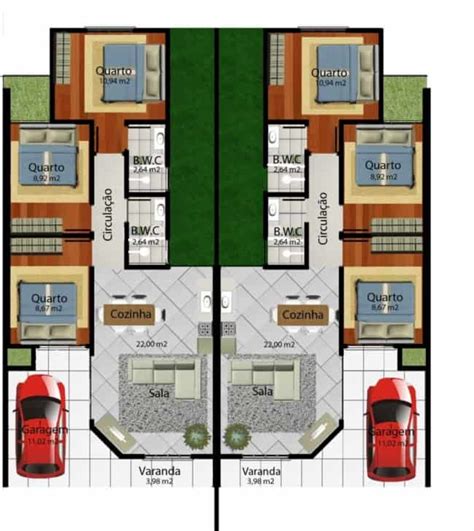 Plantas De Casas Geminadas Ideias E Modelos