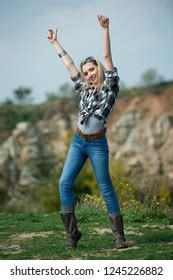 Beautiful Sexy Blonde Girl Jeans Plaid Stock Photo Shutterstock