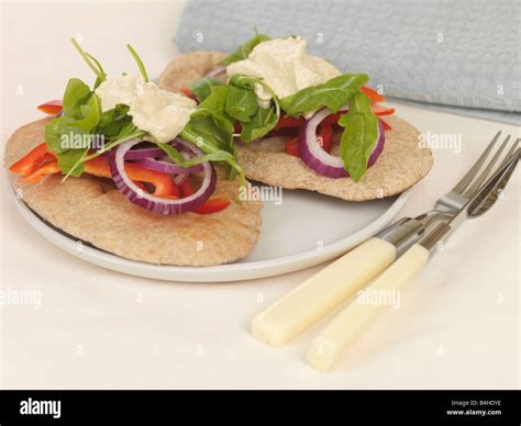 Pitta Bread With Houmous Stock Photo Alamy