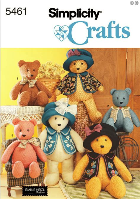 Art By Waiyi More Fabric Teddy Bear Simplicity 5461 Pattern