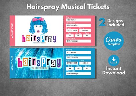 Editable Hairspray The Broadway Musical Surprise Ticket Template