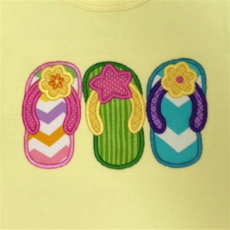 Flip Flops Summer Machine Embroidery Applique Sum75 Etsy Australia