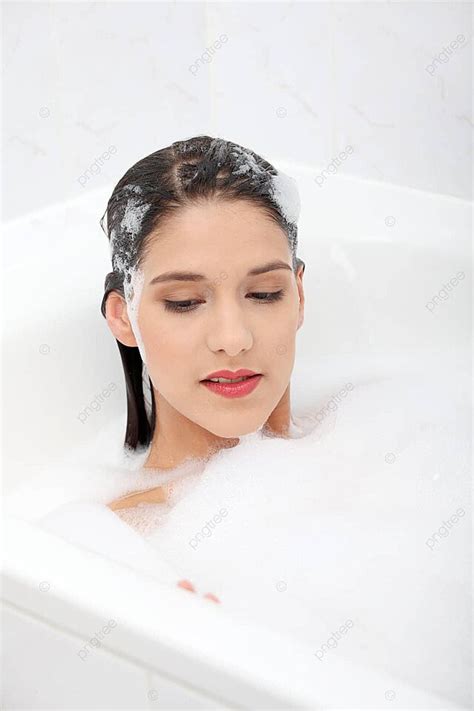 Young Woman Taking Bath Sensuality Woman Hygiene Photo Background And