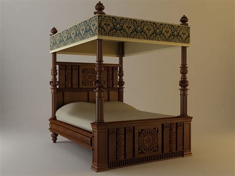 Antique Canopy Bed 3d Model