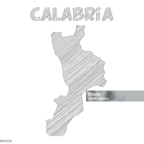 Ilustración De Mapa De Calabria Dibujado A Mano Sobre Fondo Blanco Y