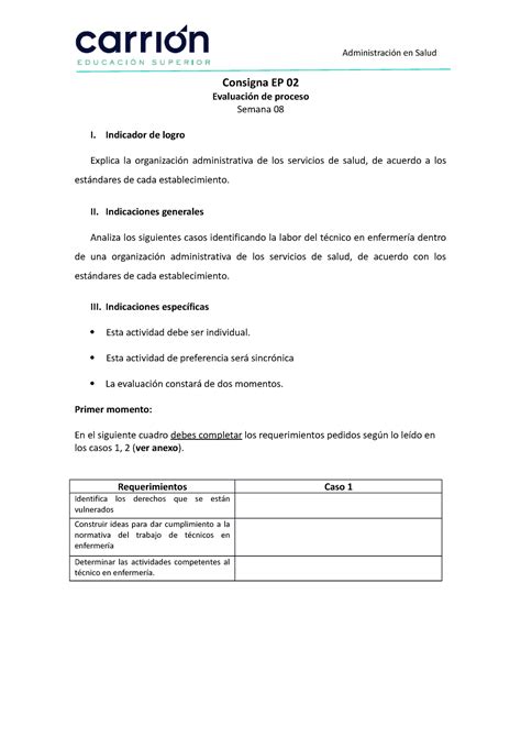 Ep As Tertrte Consigna Ep Evaluaci N De Proceso Semana I