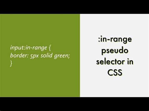 CSS In Range Pseudo Selector Explained YouTube