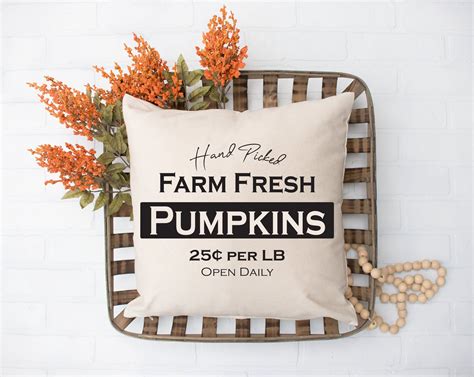 Farm Fresh Pumpkins Farmhouse Throw Pillow Cover Fall Pillow Etsy