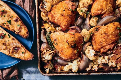 Roasted Sheet Pan Chicken With Shallots And Garlic New England