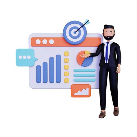 3d Business Man Presenting Business Growth Illustration 10873246 Png