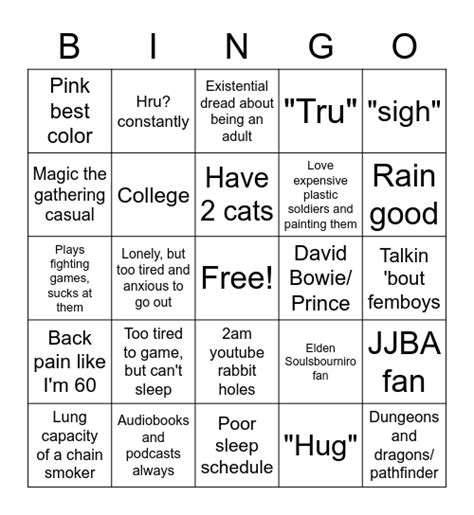 About Me Bingo Card