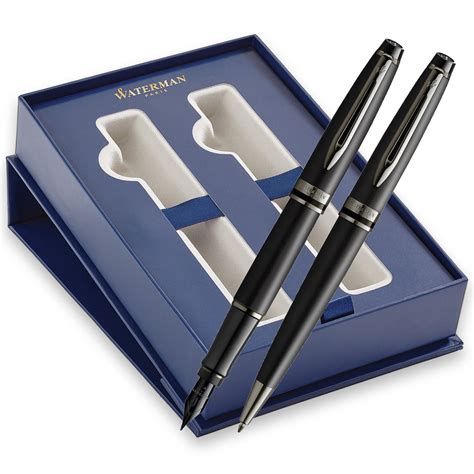 Waterman Expert Fountain Ballpoint Pen Gift Set Metallic Black